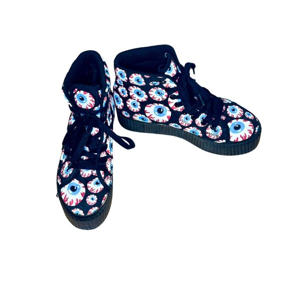 Jeffrey Campbell Shoes - SOLD y2k emo goth jc play by jeffrey campbell hiya-eye platform sneakers woman 8